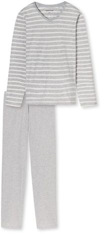 Schiesser Pyjama lang zilvergrijs gemêleerd - Casual Essentials - Dames Pyjamaset