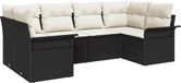 vidaXL Tuinbank Set 6-delig Zwart Poly Rattan