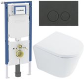Geberit QeramiQ Dely Toiletset - Geberit UP720 inbouwreservoir - rimless - diepspoel - softclose - mat antraciet bedieningsplaat - glans wit