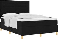 vidaXL Boxspring bed met matras met hoofdeinde Zwart 140 x 190 cm Stof
