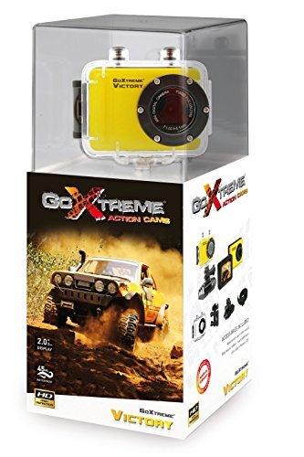 GoXtreme 20109 Victory HD actiecamera met waterdicht (5 cm (2 inch) display, 720p, 1,3 megapixel, CMOS-sensor, microSD-kaartslot, USB, Li-Ion batterij) geel