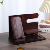 Merkloos Houten telefoonhouder voor mannen - Bureau- of nachtkastje-organizer - Sleutelhouder, standaard voor portemonnee, horloge en andere benodigdheden (Bourbonbruin)