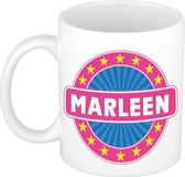 Bellatio Decorations - Marleen voornaam - koffiemok - beker - wit/roze - 300 ml