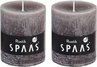 Spaas 2x Taupe bougies cylindriques rustiques/bougies troncs 7 x 8 cm 30 heures de combustion - Bougies inodores