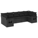 vidaXL Loungeset 7-delig met kussens, polyrotin, noir