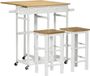 HOMCOM Bartafelset - Bamboe - 86x75,5x83,5cm - Natuurlijk hout, wit
