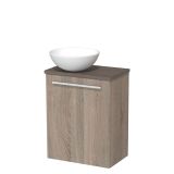 Maxaro Toiletmeubel met Waskom Keramiek Modulo Eiken Vlak 41 cm Donkerbruin Eiken Blad