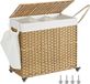 Songmics Wasmand met deksel, 160 L, 3 compartimenten, met wielen