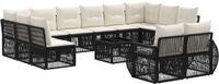 vidaXL Tuinbank - Set - 13-delig - Zwart en Crèmewit - Polyrattan