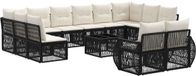 vidaXL Banc de jardin - Set - 13 pièces - Noir et crème - Polyrattan