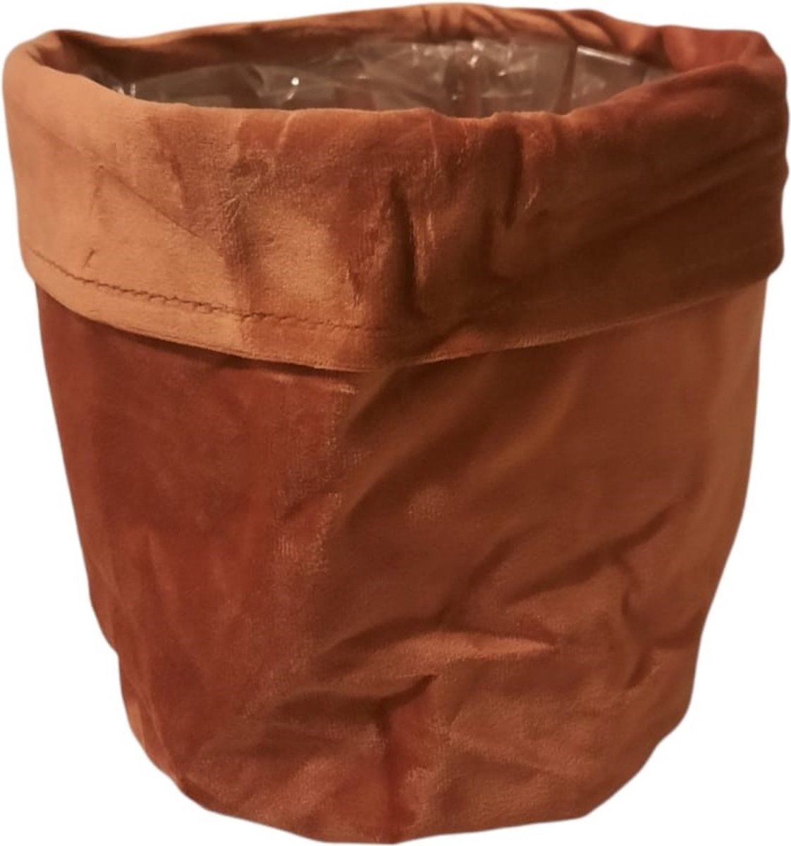 hunta Plantentas - Planten pot - Plantenzak - Velours - oranje - 18cm - 20cm hoog
