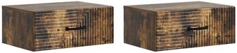 vidaXL Muurbevestigde Nachttafel Set van 2 Gerookt eiken 49 x 34,5 x 20 cm