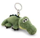 62399 Sleutelhanger, krokodil, 10 cm, groen, trouwe metgezel van pluche voor rugzak of tas, sleutelhouder voor klein en groot
