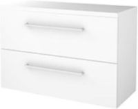 Basic Line Start 46 Badkamermeubelset - 100 x 46 cm - Met Grepen - 2 Lades - Wastafelblad - Ice White