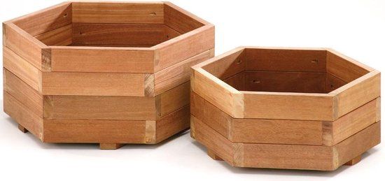 Intergard Bloembak plantenbak zeskant bangkirai hardhout 55cm