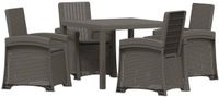 vidaXL Tuin Eettafel Set 5-delig Lichtgrijs en Antracietkleurig PP