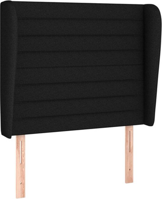 vidaXL Hoofdbord met randen 83x23x118/128 cm stof zwart