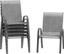 Happyment Fioren Gartenstoelen – Set van 6 – Teslin-stof, stalen frame, stapelbaar – Hoge rugleuning – Grijs