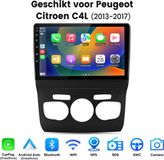 Junsun Android 15 Autoradio Geschikt Voor Peugeot Citreon C4L 2013-2017 - Draadloze CarPlay & Andriod Auto - Bluetooth - GPS Navigatiesytem - 10-inch HD Touchscreen - WIFI - FM - RDS - Quad-core processor