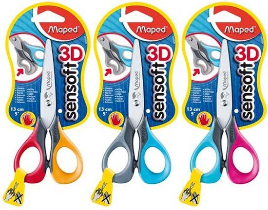 Maped Office Sensoft 3D schaar 13 cm - linkshandig - zachte grepen - assorti kleuren