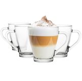Glasmark KROSNO 1992 Koffieglazen met handvat, 4-delig, 200 ml, koffiemok, theebeker, vaatwasmachinebestendig