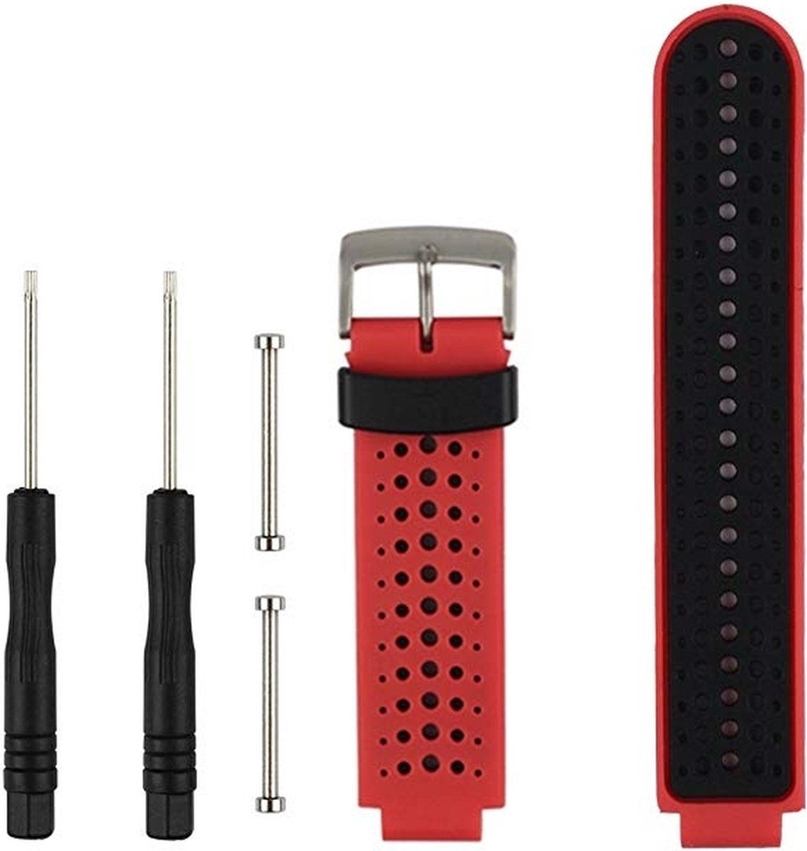 Intercella Siliconen bandje - geschikt voor Garmin Forerunner 220/230/235/620/630/735XT/Approach S20/S5/S6 - rood-zwart