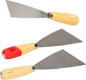 Brüder Mannesmann Bruder Mannesmann Plamuurmessen set 3-delig - 60 mm - 80 mm - 100 mm - staal - hout