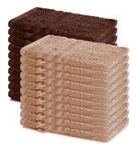 Lavea® Set van 20 washandjes 15x21 cm – 100% katoen – Zacht en absorberend – Cappuccino en Koffiebruin