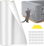 Asoway Kraswerende kattentape 40x500cm, antikrasfolie voor katten, kraswerende bank kattenfolie, zelfklevende kraswerende folie kraspads voor meubels bank muur deurbescherming