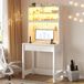 Bureau met computerruimte, LED-verlichting, USB-aansluitingen, afmetingen 50x65x163 cm, wit