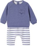 Vertbaudet Set sweater en broek baby gemêleerd blauw