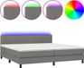 vidaXL Boxspringbed met matras en LED-verlichting, donkergrijs, 200x200 cm, stof