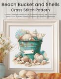 Beach Bucket and Shells Cross Stitch Pattern