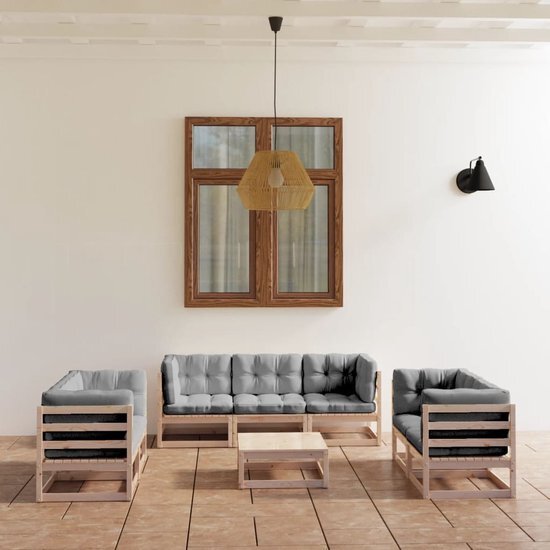 The Living Store Tuinset - Grenenhout - Grijs - 70x70x67 cm - Montage vereist