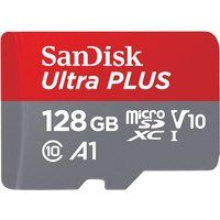 SanDisk Micro SDXC Ultra geheugenkaart Plus 128 GB Grijs en rood + SD-adapter 150 MB/s A1 Klasse 10 UHS-I