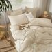 TRANKIELO® - Set de literie en microfibre 135 x 200 cm - Seersucker beige avec fermeture éclair - Respirant et facile d'entretien