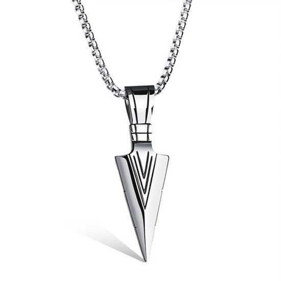 Mendes Jewelry Heren ketting met hanger Edelstaal Viking Arrow Silver
