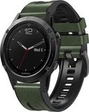 By Qubix Qubix - Geschikt voor Garmin bandje - 22mm Quickfit - leer + siliconen bandje - Groen - Geschikt voor Garmin Fenix 7 / 6 / 5