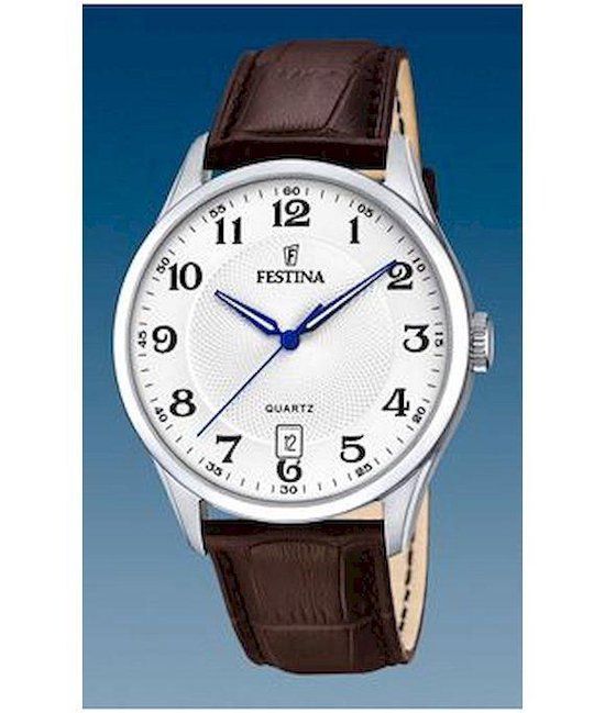 Festina F20426/1 heren horloge - zilverkleurig - quartz - lederen band