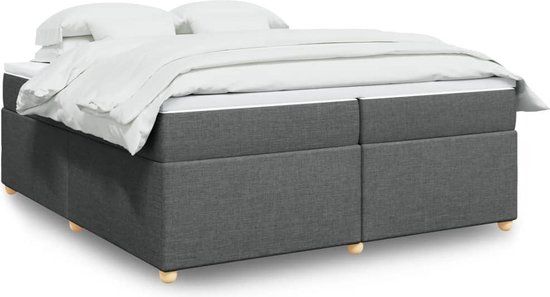 vidaXL Boxspring met matras stof donkergrijs 200x200 cm
