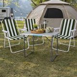 Mojawo Bol Set van 4 campingmeubels, aluminium, afmetingen 80 cm (L) x 60 cm (B) x 68 cm (H), groen-wit gestreept