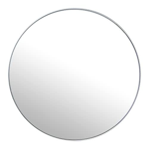DRW Ronde wandspiegel - metaal/MDF - wit - 80cm