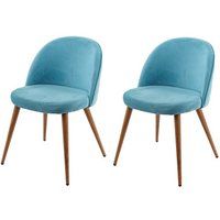 HWC-D53 Set van 2 eetkamerstoelen, keukenstoel retro jaren 50 design, fluweel ~ turquoise