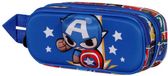 Karactermania Marvel Captain America 3D Potloden Etui Dubbele Rits Pennenzak Tekenetui Bleu
