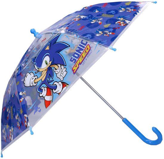 4KidsOnly Sonic Rainy Days Paraplu - Blauw / Transparant - Kinderparaplu