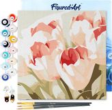 Figured'Art Mini Schilderen op Nummer Volwassenen 20x20cm met lijst Bloeiende tulpen