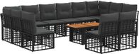 vidaXL Tuinbank Set 13 st Zwart en Donkergrijs poly rattan