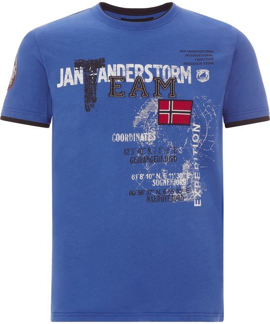 Jan Vanderstorm heren T-shirt SÖLVE Plus Size koningsblauw