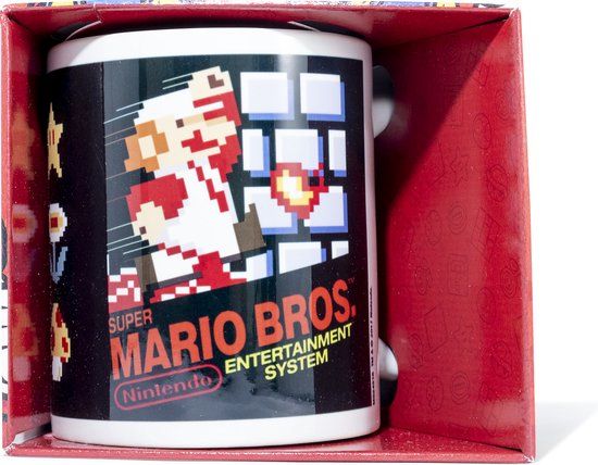 Super Mario NES Cover Mok - 315 ml - Keramiek - Wit/Zwart