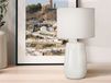Fischer & Honsel Leuchten Fischer & Honsel Tafel lamp, model E14, met stoffen kap, chintz, wit, wit, artikelnummer 50713